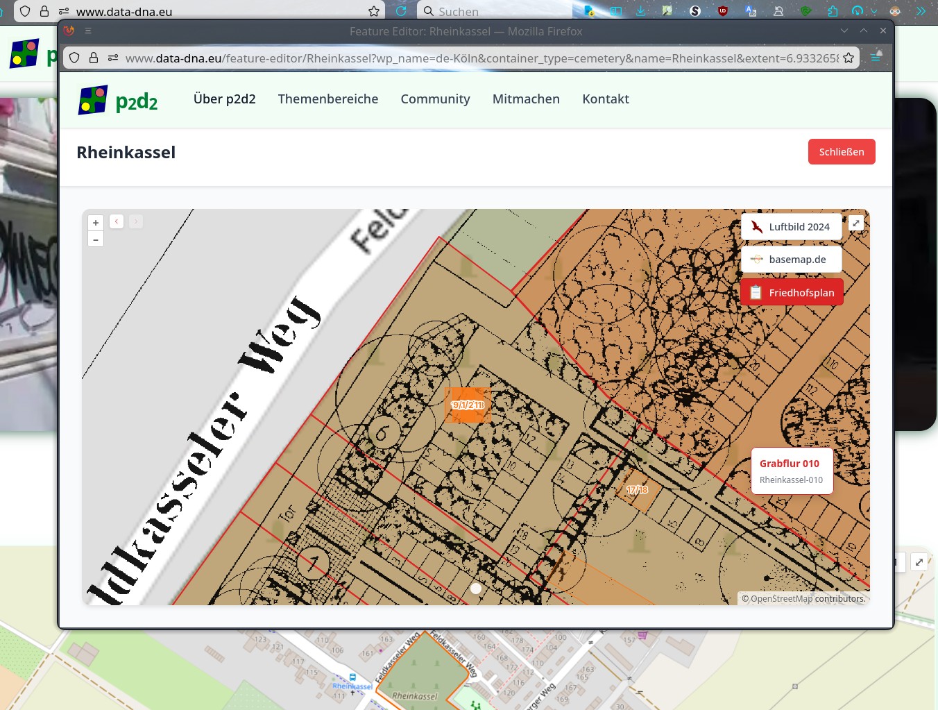 Grabflur 006 ausgewählt und gezoomt